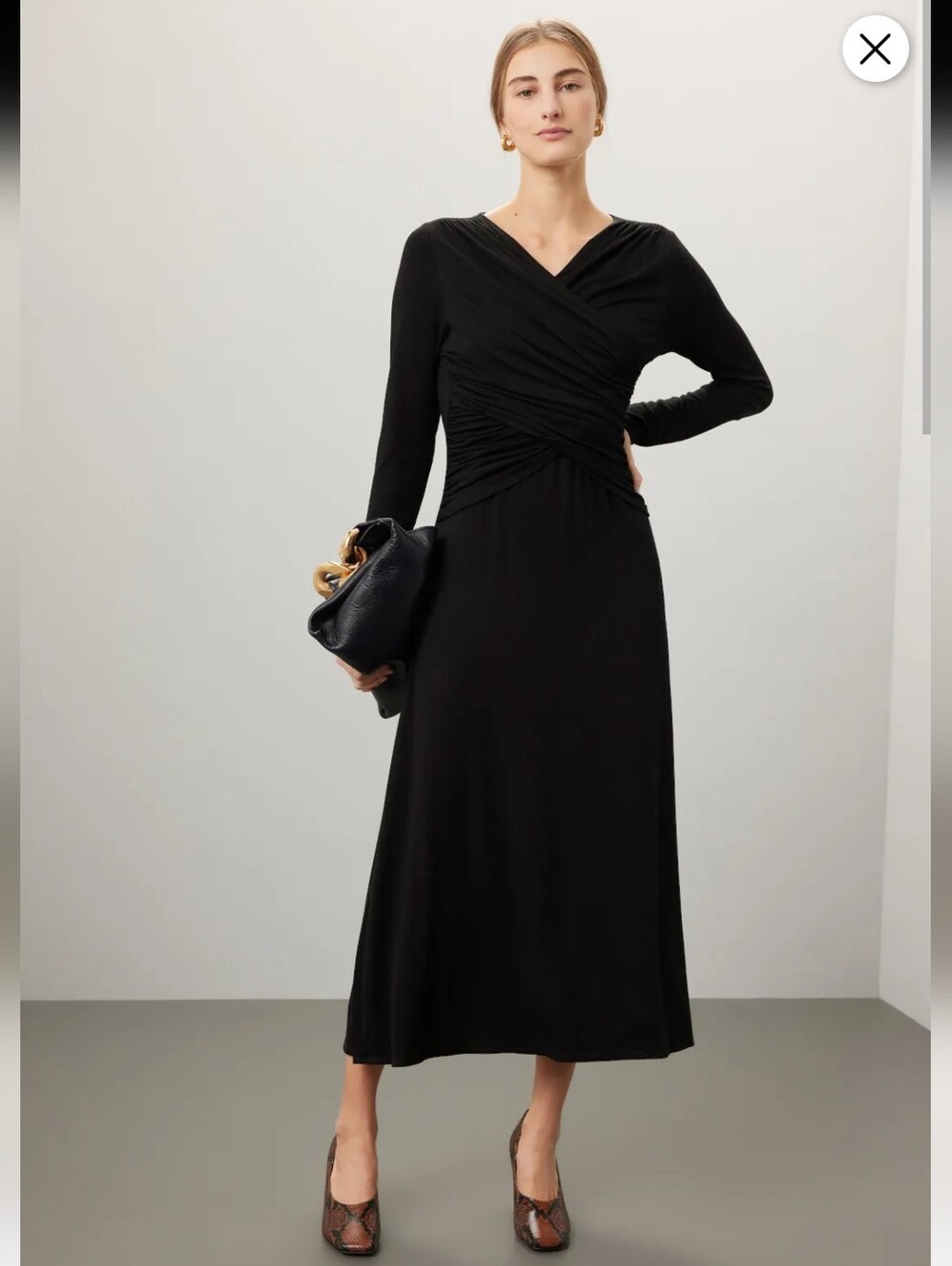 Fifteen Twenty Black Ruched Midi Dress Size XS